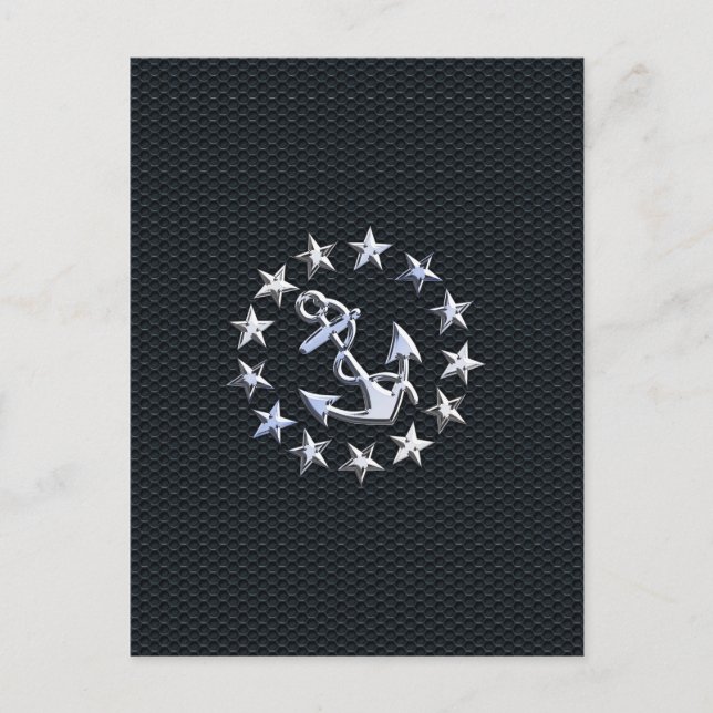 Nautic Yacht Flag Chrome Ensign auf Grille Print Postkarte (Vorderseite)