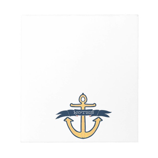 Nautic Yellow Anchor Notizblock (Vorderseite)