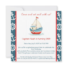 Nautical 1st Birthday Pool Party Einladung