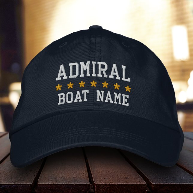 Nautical Admiral, Ihr Name ist blau Bestickte Kappe (Choose from a variety of hat colors.)