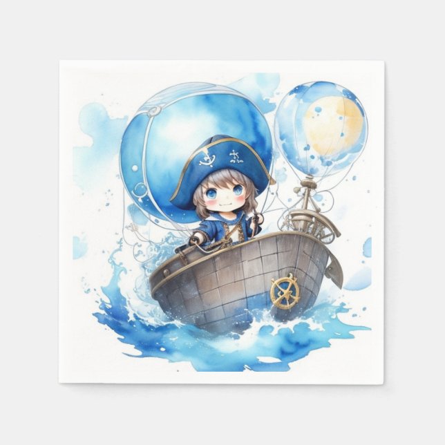 Nautical Adventure Boy Baby Shower Serviette (Vorderseite)