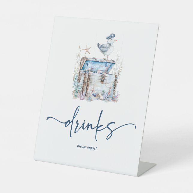 Nautical Ahoy Baby Shower Drinks Sockelschild (Vorderseite)