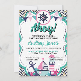 Nautical Ahoy Baby Shower Einladung