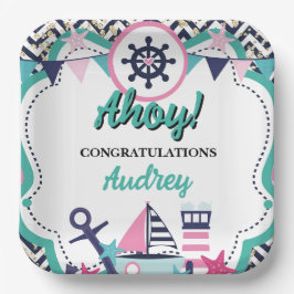 Nautical Ahoy Baby Shower Pappteller