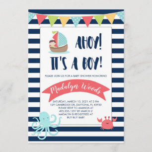 Nautical Ahoy! Das ist ein Junge! Babyparty Einladung