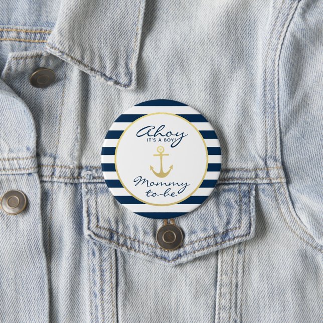 Nautical Ahoy, eine Babydusche mit Mama-zu-be-Kind Button (Beispiel)