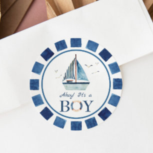 Nautical Ahoy! Es ist eine Baby-Dusche für Jungen Runder Aufkleber