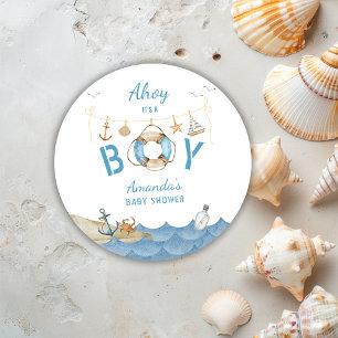 Nautical Ahoy Es ist eine Baby-Dusche Runder Aufkleber