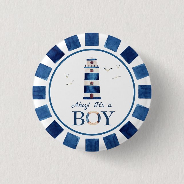 Nautical Ahoy! Es ist eine Baby-Leuchtturm-Kinderd Button (Vorderseite)