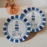 Nautical Ahoy! Es ist eine Baby-Leuchtturm-Kinderd Pappteller<br><div class="desc">Aquarellblau Leuchtturm nautische Babydusche Papier Teller. Personalisierbar</div>