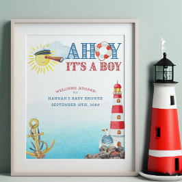 Nautical Ahoy ist eine Baby-Dusche Willkommen Poster