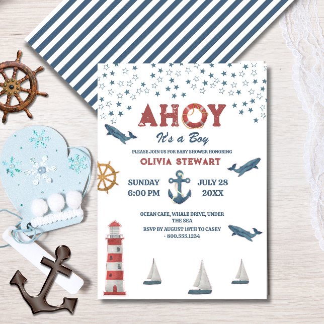 Nautical Ahoy seine Jungen Baby Dusche Einladung (Von Creator hochgeladen)
