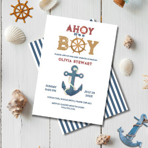 Nautical Ahoy seine Jungen Baby Dusche Einladung