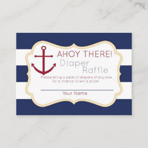 Nautical Ahoy There Diaper Raffle Ticket Begleitkarte