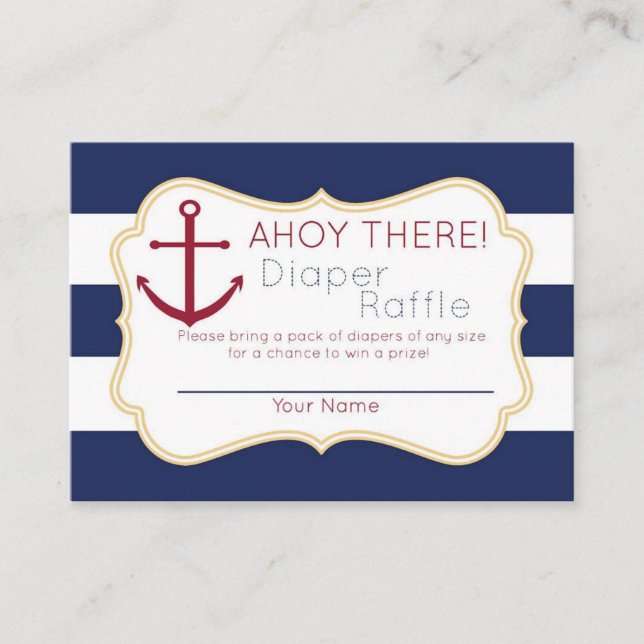 Nautical Ahoy There Diaper Raffle Ticket Begleitkarte (Vorderseite)