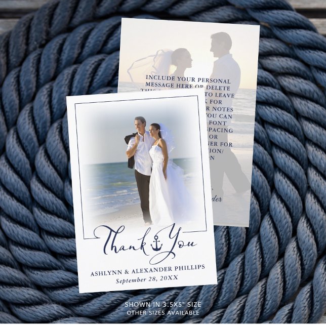 Nautical Anchor 2 Foto Wedding Script Vielen Dank Dankeskarte (Von Creator hochgeladen)