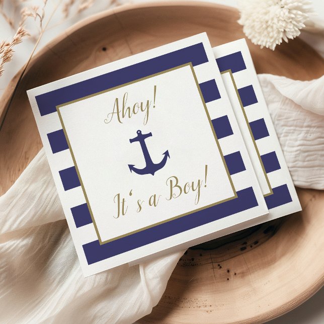 Nautical Anchor "Ahoy! Das ist ein Junge!" Babypar Serviette (Von Creator hochgeladen)