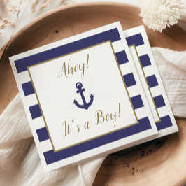 Nautical Anchor "Ahoy! It's a Boy!" Baby Shower Serviette