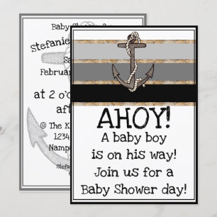 Nautical Anchor and Rope Boy Baby Shooter Einladung