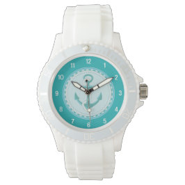 Nautical Anchor Aquamarin Aqua Sporty Watch Armbanduhr
