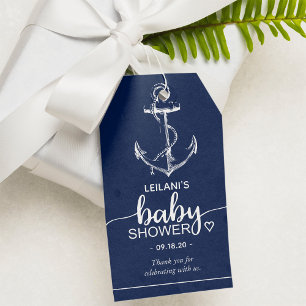 Nautical Anchor Baby Dusche Danke Navy Blue Geschenkanhänger