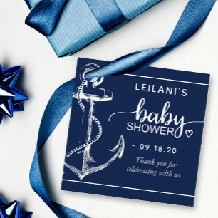 Nautical Anchor Baby Dusche Danke Navy Blue Geschenkanhänger