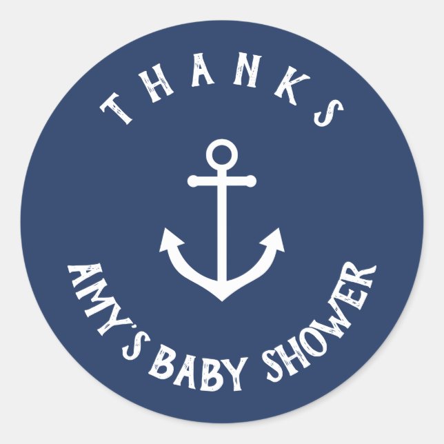 Nautical Anchor Baby Dusche Danke Stickers (Vorderseite)