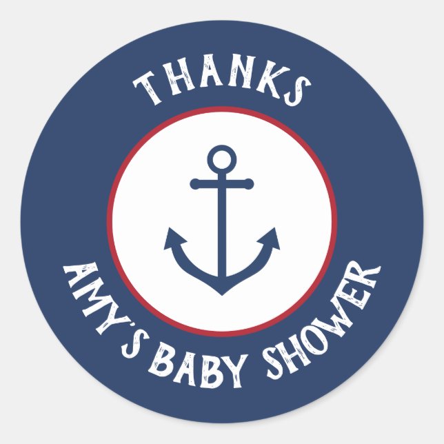 Nautical Anchor Baby Dusche Danke Stickers (Vorderseite)