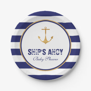 Nautical Anchor Baby Dusche Pappteller