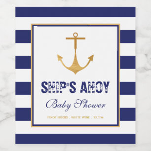Nautical Anchor Baby Dusche Weinetikett
