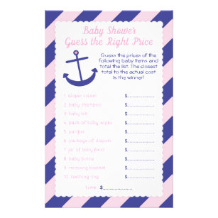 Nautical Anchor Baby Shower Preis Spiel pink & Mar Flyer