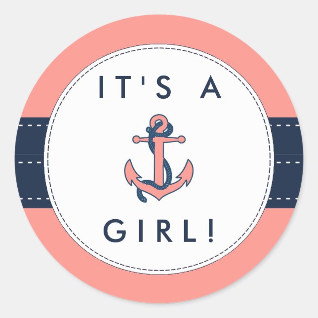 Nautical Anchor Baby Shower Stickers - Es ist ein  (Vorderseite)