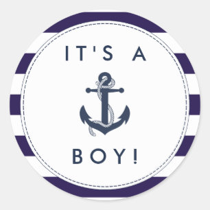 Nautical Anchor Baby Shower Stickers - Es ist ein