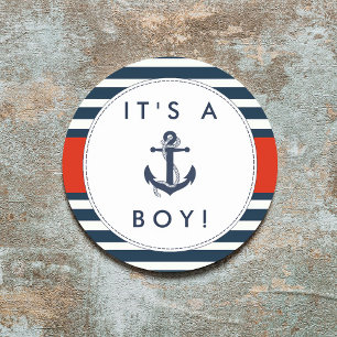 Nautical Anchor Baby Shower Stickers - Es ist ein 
