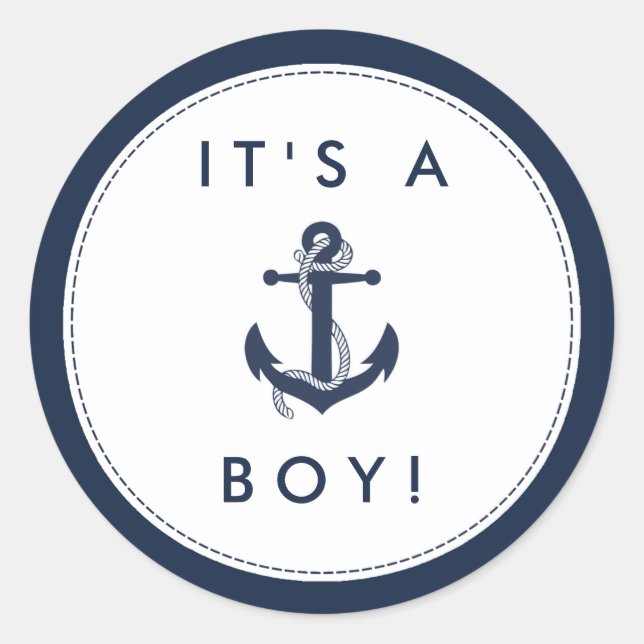Nautical Anchor Baby Shower Stickers - Es ist ein  (Vorderseite)