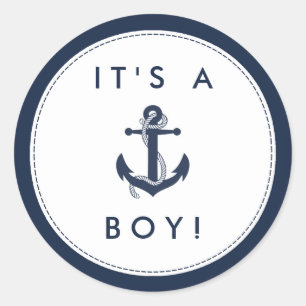 Nautical Anchor Baby Shower Stickers - Es ist ein 