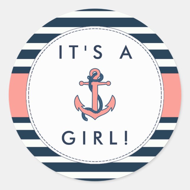 Nautical Anchor Baby Shower Stickers - Es ist ein  (Vorderseite)