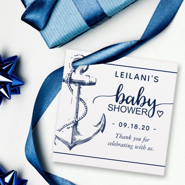 Nautical Anchor Babydusche Danke White Geschenkanhänger (Von Creator hochgeladen)