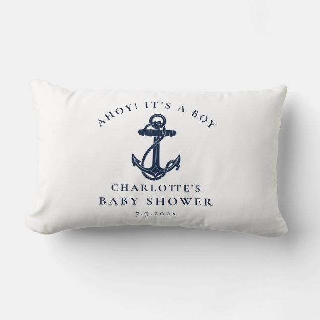 Nautical Anchor Beach Boy Baby Dusche Lendenkissen (Vorderseite)