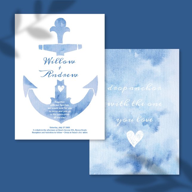 Nautical Anchor Beach Hochzeit Wasserfarbe Einladung (Von Creator hochgeladen)