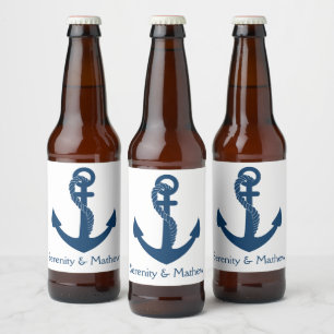Nautical Anchor Beach Wedding Brautparty Bierflaschenetikett
