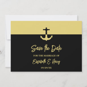 Nautical Anchor - Black Gold - Beach Wedding Save The Date
