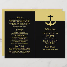 Nautical Anchor - Black Gold - Hochzeitsprogramm