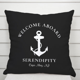 Nautical Anchor Black Kissen