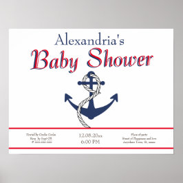 Nautical Anchor Blue Baby Dusche Einladung Poster
