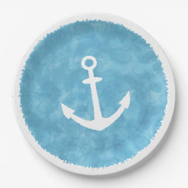Nautical Anchor Blue Baby Dusche Pappteller