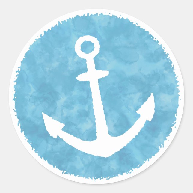 Nautical Anchor Blue Baby Dusche Runder Aufkleber (Vorderseite)