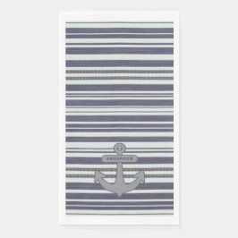 Nautical Anchor Blue Denim Stripe Serviette