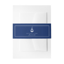 Nautical Anchor Blue Elegante Monogram Bly Bands Einladungsbanderole
