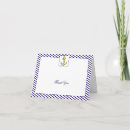 Nautical Anchor Blue Stripe Wedding Vielen Dank Dankeskarte